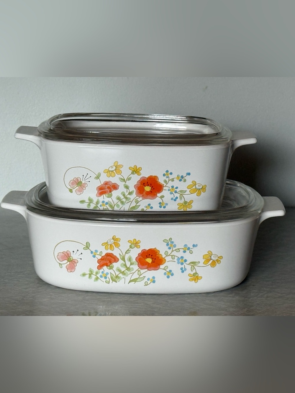 Vintage Corning Ware Springflowers/Wildflowers Casserole Set